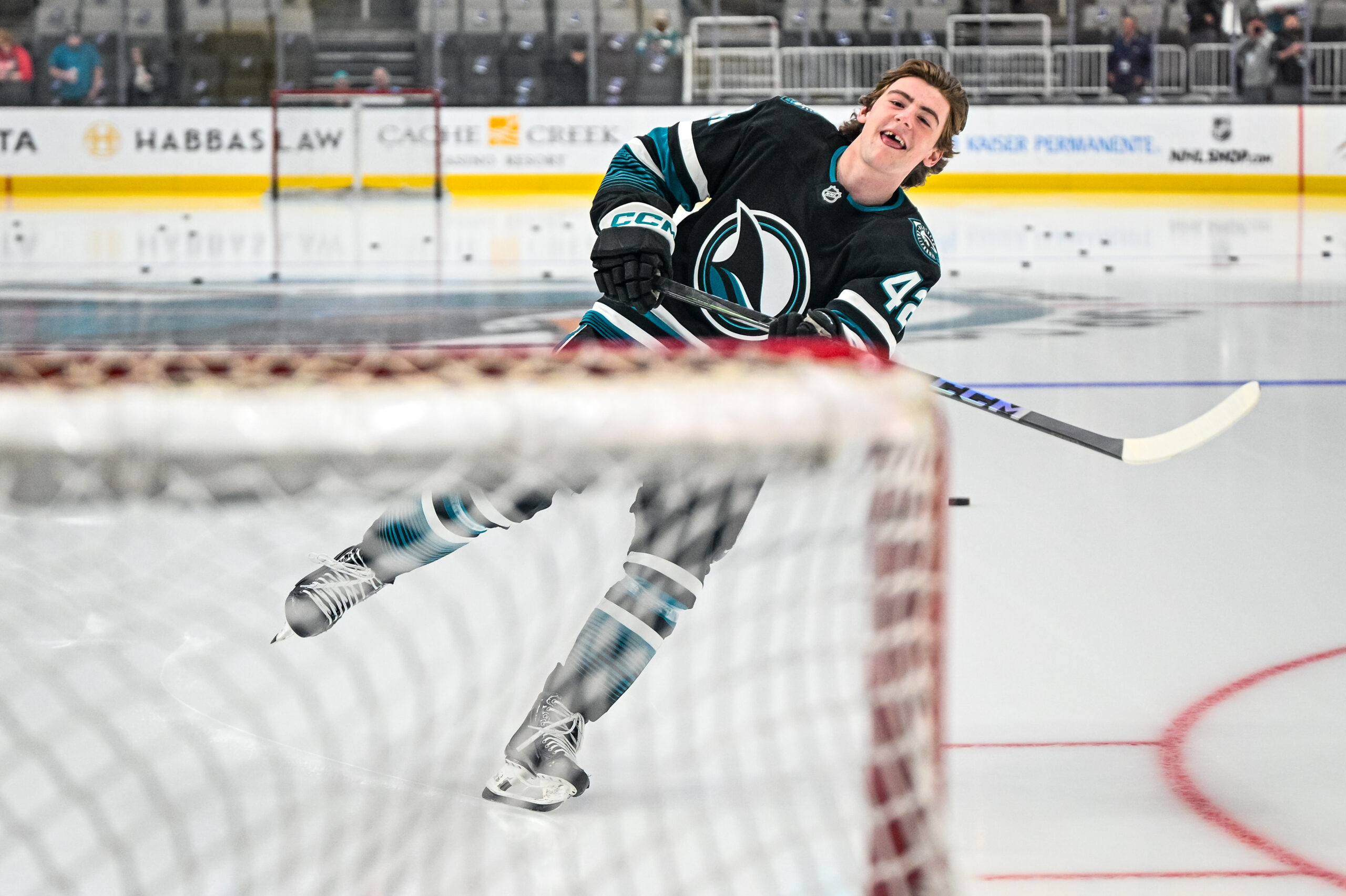 San Jose Sharks defenseman Luca Cagnoni during his rookie lap