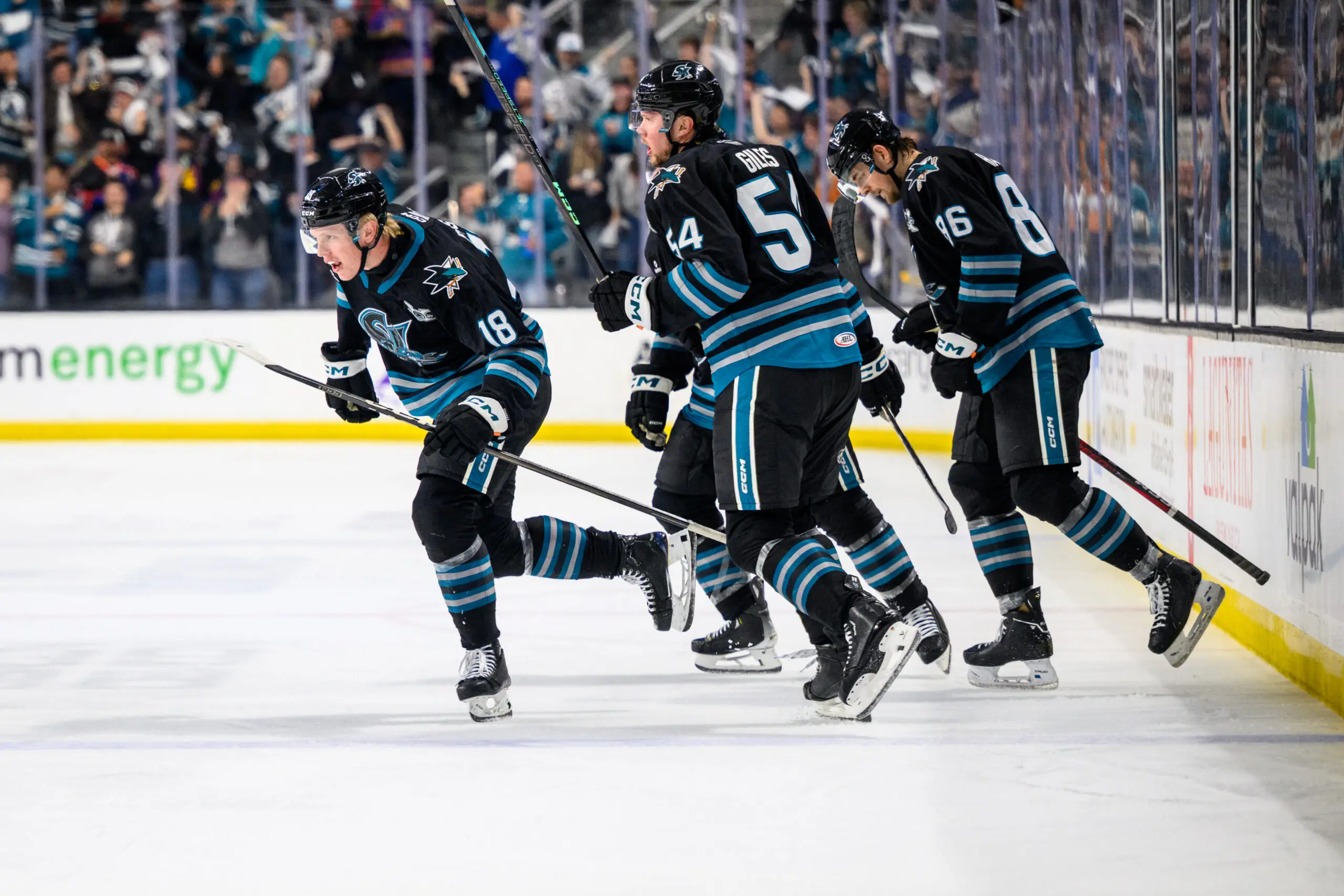 San Jose Barracuda celebrate Filip Bystedt's goal