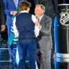 San Jose Sharks Macklin Celebrini greeted by NHL Commissioner Gary Bettman