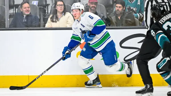 Vancouver Canucks forward Brock Boeser skates against the San Jose Sharks