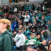 Fans cheer on the San Jose Sharks at the SAP Center.
