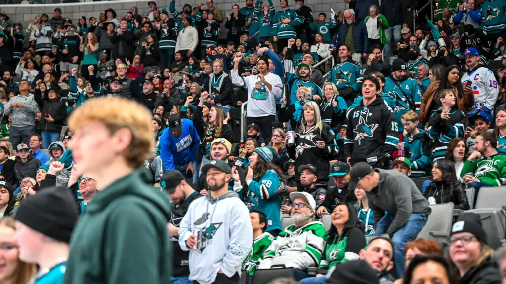 Fans cheer on the San Jose Sharks at the SAP Center.