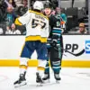 Dante Fabbro skates against the San Jose Sharks in 2024.