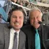 San Jose Sharks broadcaster Randy Hahn and Logan Couture.