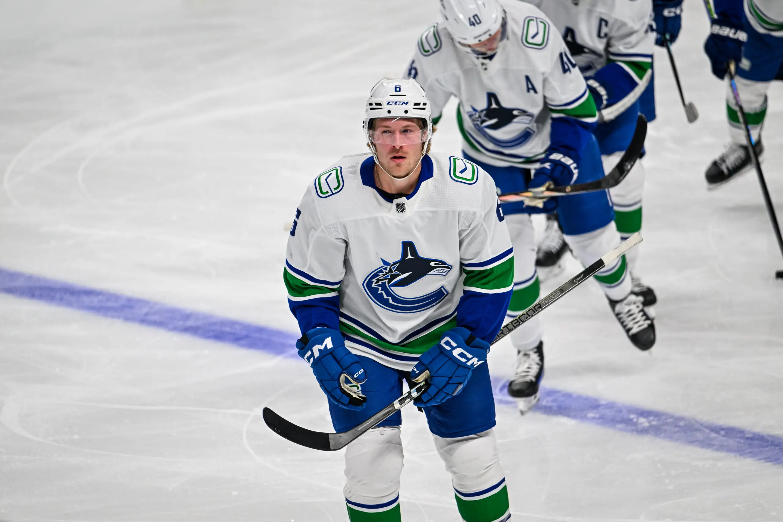 Vancouver Canucks forward Brock Boeser against the San Jose Sharks