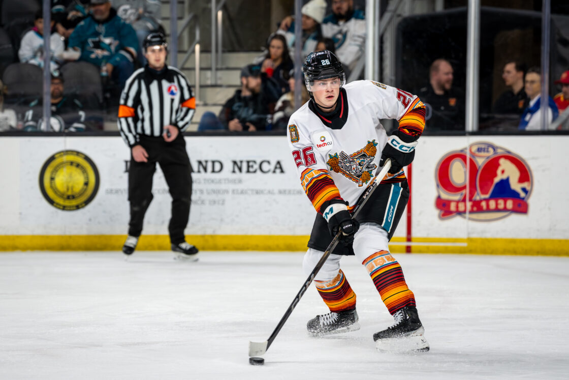 San Jose Sharks defenseman Jack Thompson
