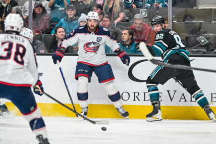 San Jose Sharks forward Igor Chernyshov against the Columbus Blue Jackets