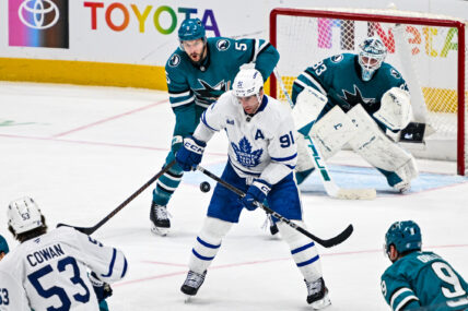 Toronto Maple Leafs John Tavares against the San Jose Sharks