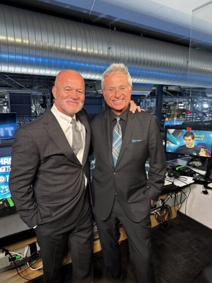 San Jose Sharks broadcasters Randy Hahn and Drew Remenda