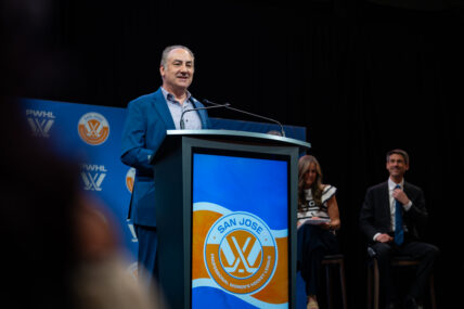 San Jose Sharks president talks at the PWHL San Jose Launch event