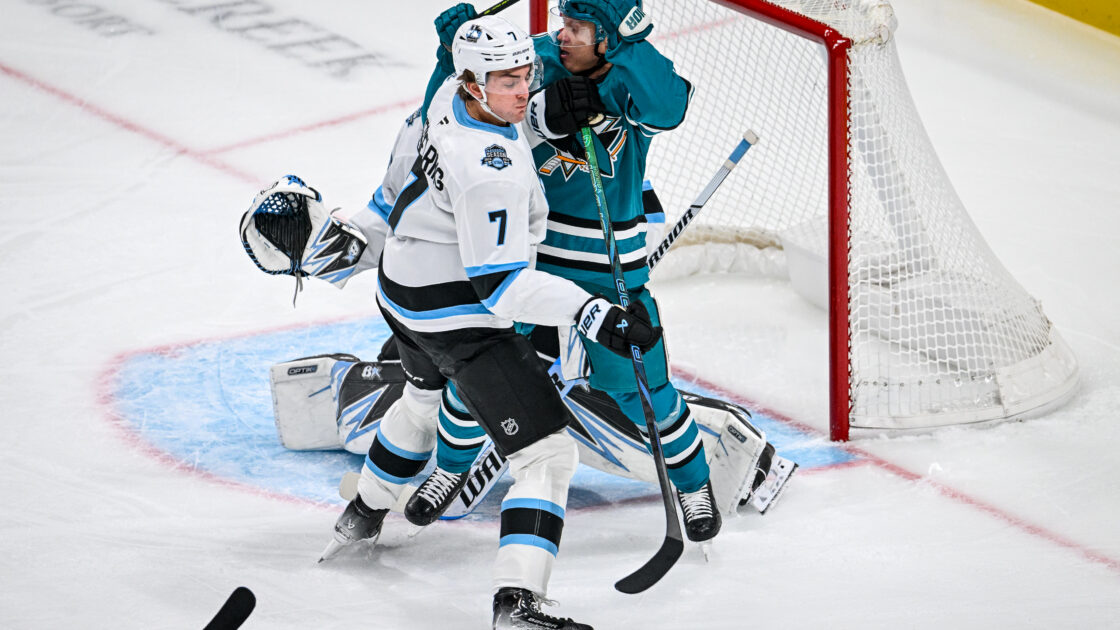 San Jose Sharks defenseman Michael Kesselring playing for the Utah Hockey Club