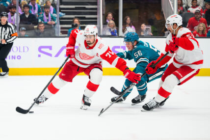 Dylan Larkin Skates against the San Jose Sharks