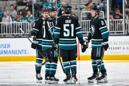 San Jose Sharks forwards Will Smith and Collin Graf