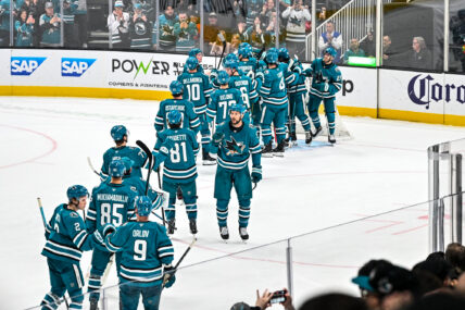 San Jose Sharks celebrate a win