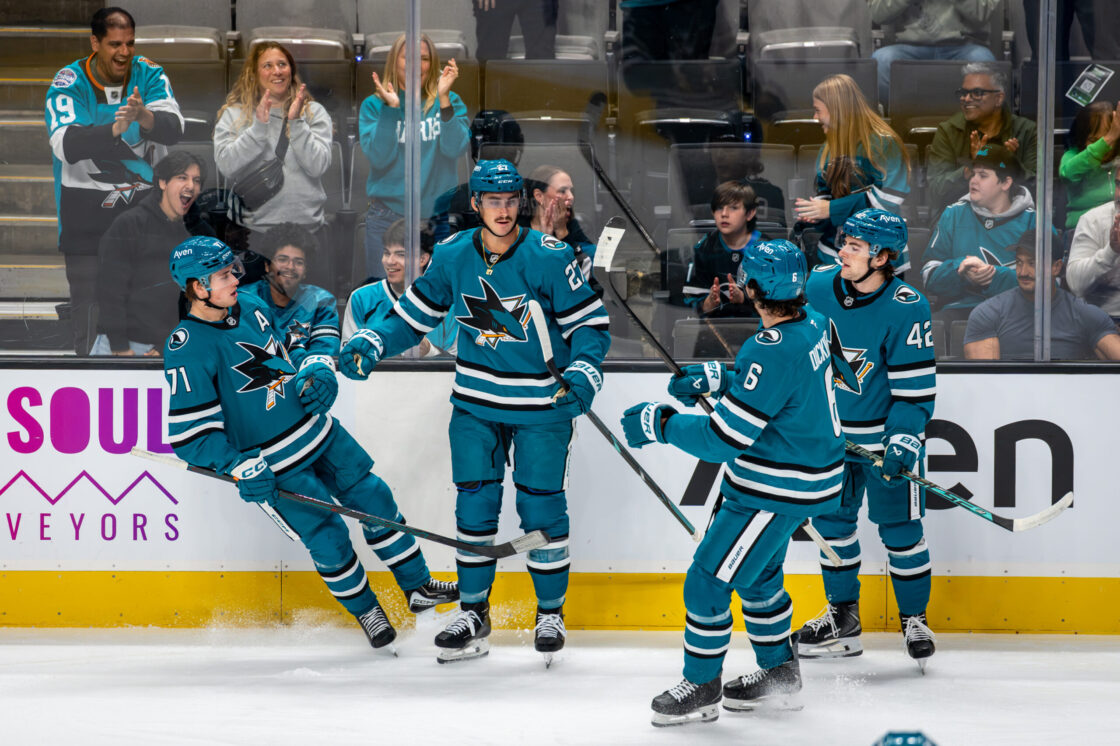 San Jose Sharks celebrate a goal
