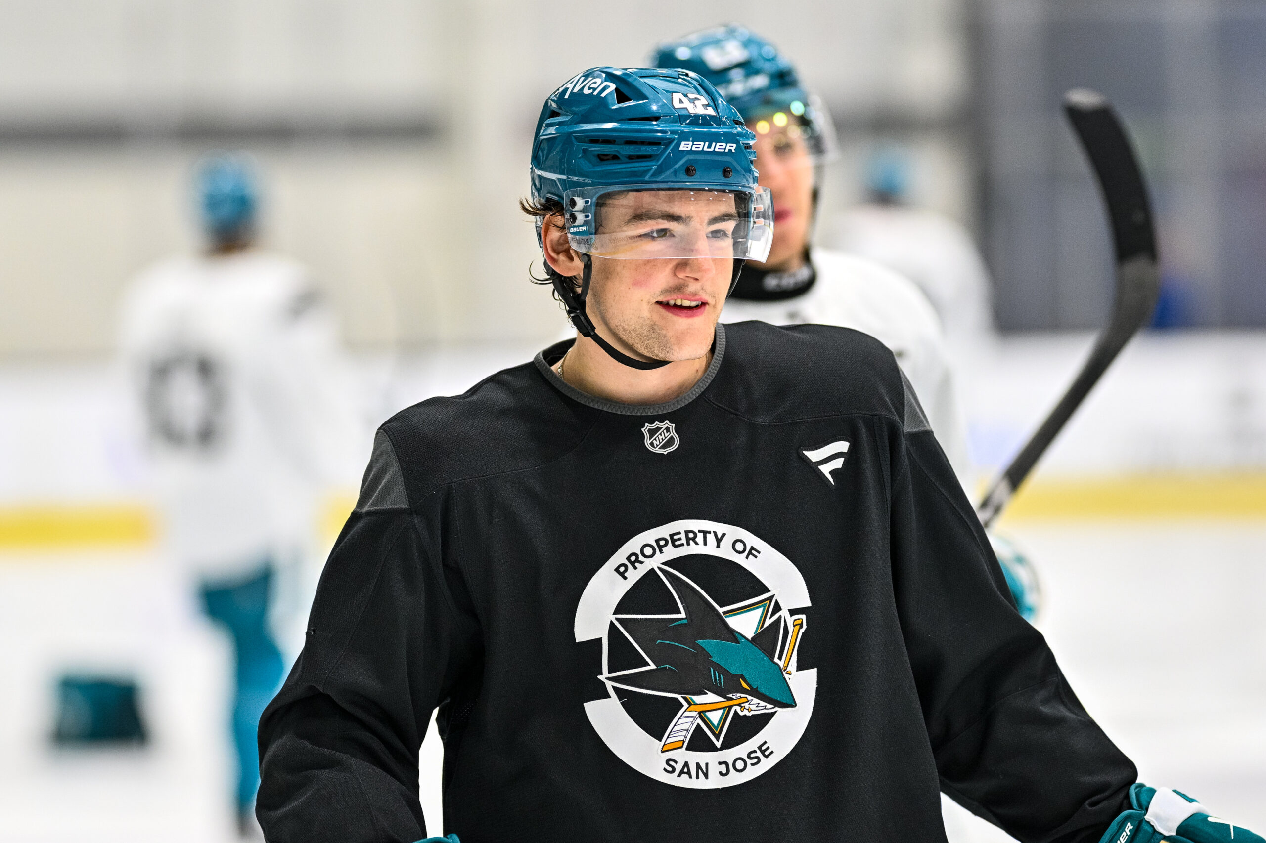 The San Jose Sharks' first regular-season practice is complete, and clues to the opening-night lineup are taking shape.