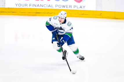 Vancouver Canucks defenseman Zeev Buium against the San Jose Sharks
