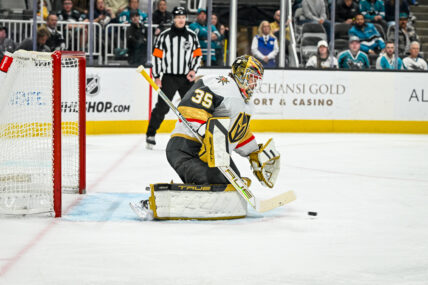 Ilya Samsonov playing against the San Jose Sharks