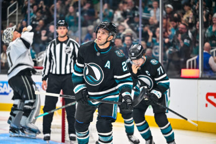 San Jose Sharks forward Alexander Wennberg and Macklin Celebrini