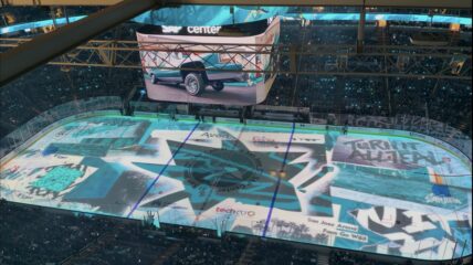 San Jose Sharks on ice graphics at SAP Center